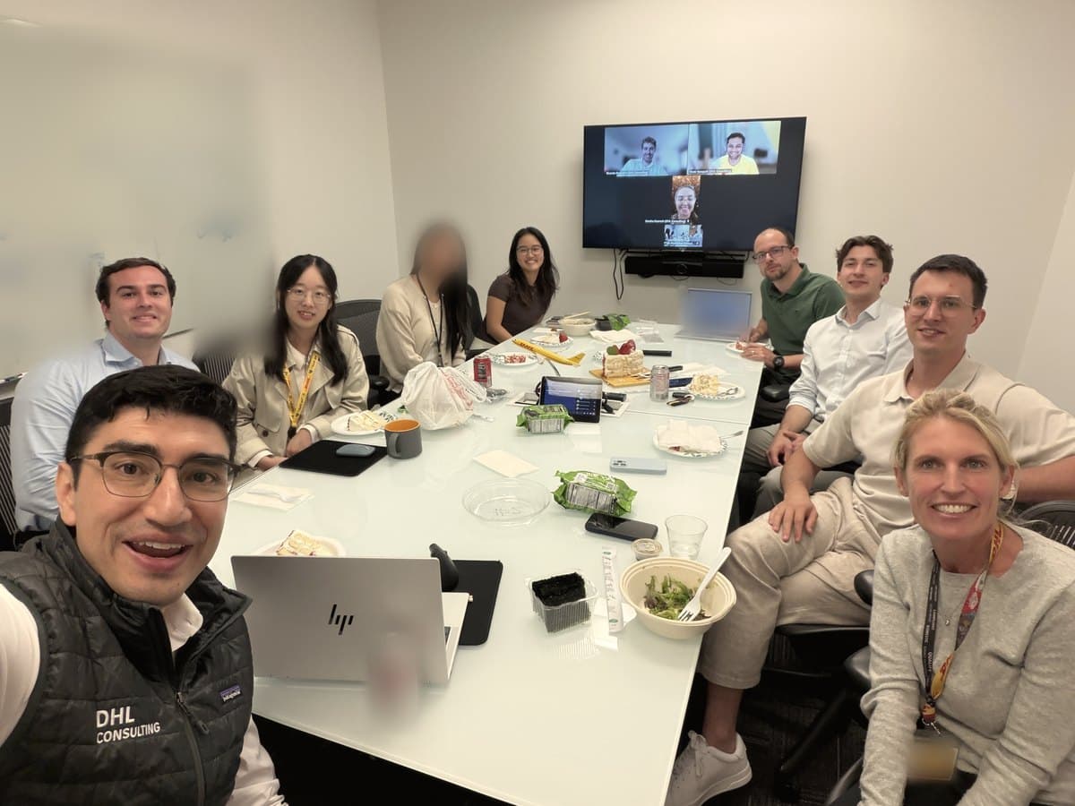 David Herrera at a lunch meeting with his consulting team